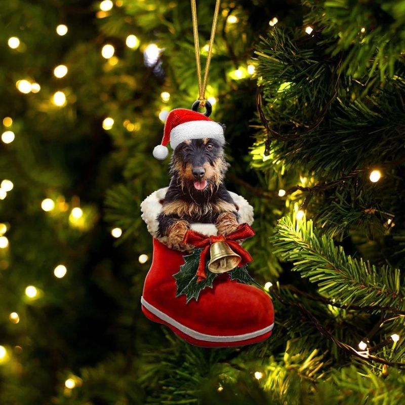 Jagdterrier in Kerstschoen Ornament