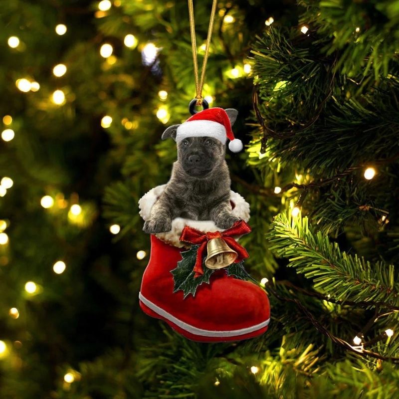 Dutch Shepherd in Kerstschoen Ornament