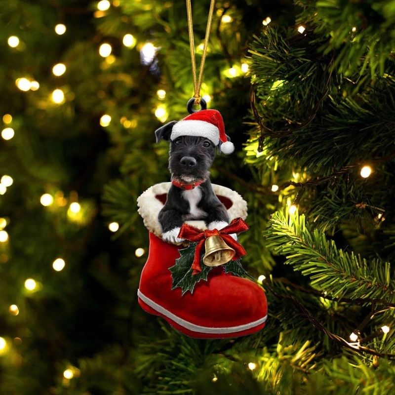 Patterdale Terrier in Kerstschoen Ornament