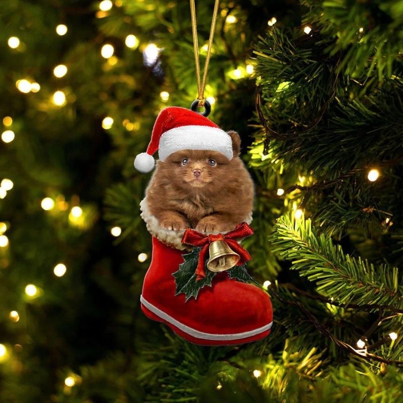 Pomeranian in Kerstschoen Ornament