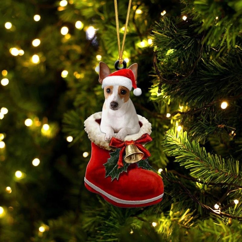 Rat Terrier in Kerstschoen Ornament