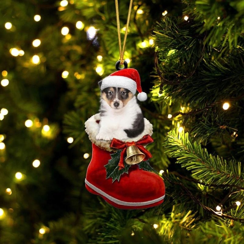 Shetland Sheepdog in Kerstschoen Ornament