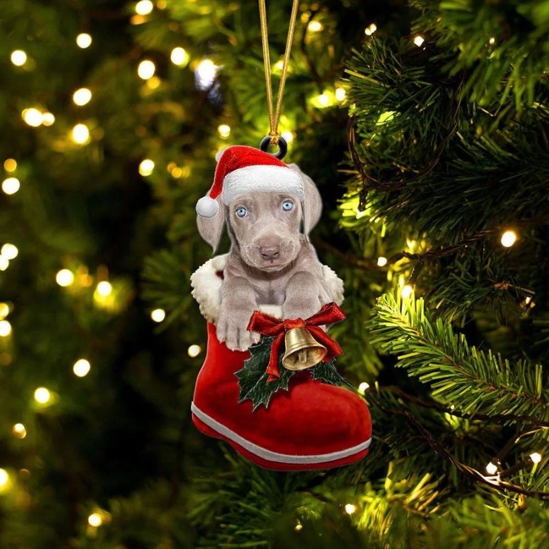 Weimaraner in Kerstschoen Ornament