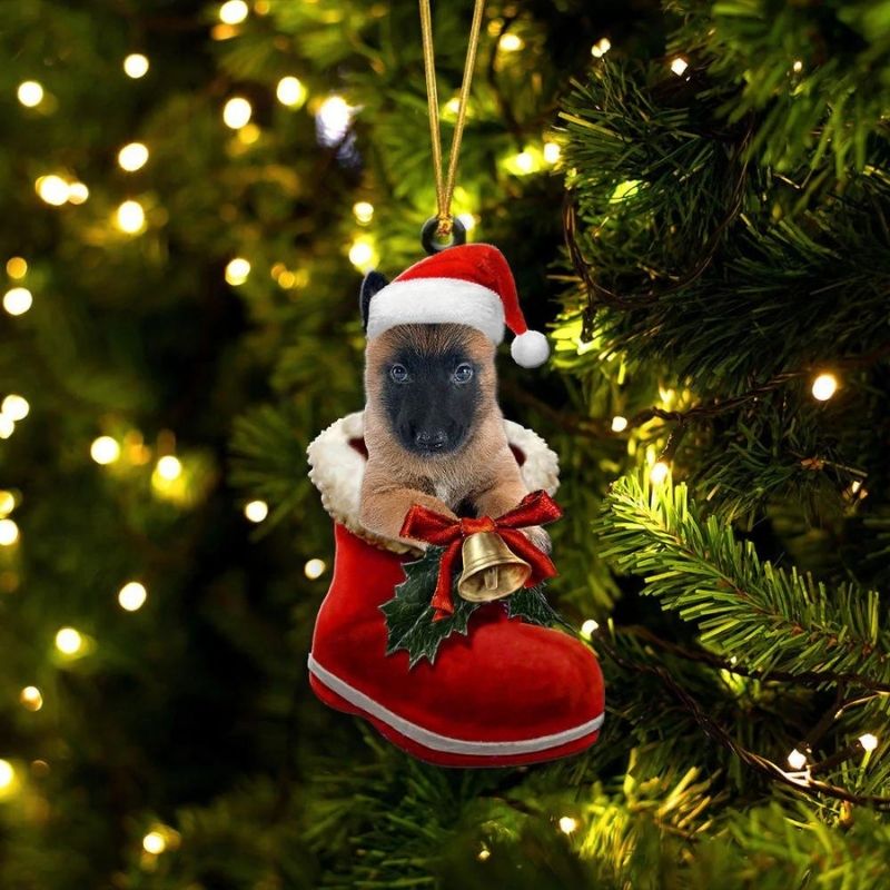 Belgain Malinois in Kerstschoen Ornament