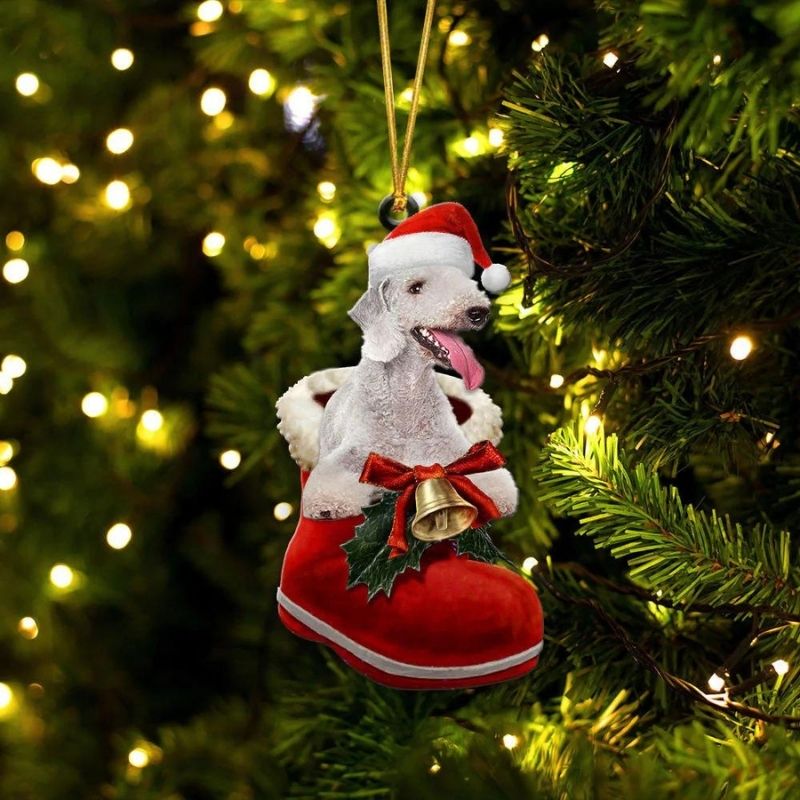 Bedlington Terrier in Kerstschoen Ornament