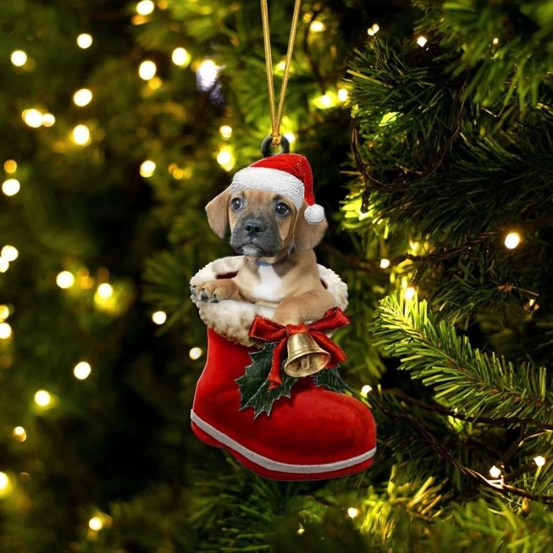 Pug Mops in Kerstschoen Ornament