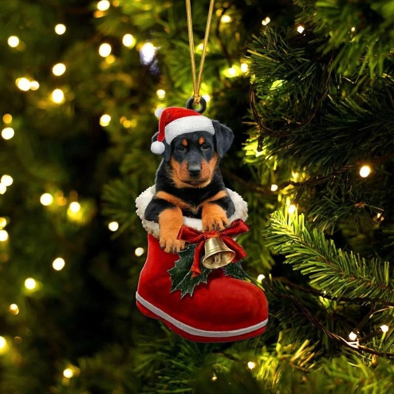 Beauceron in Kerstschoen Ornament