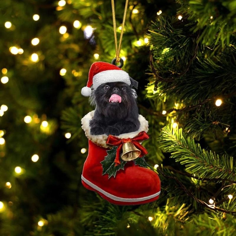 Affenpinscher in Kerstschoen Ornament