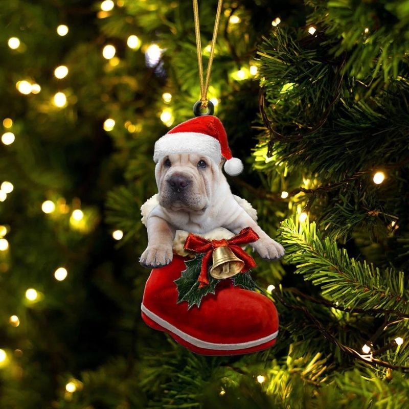 Shar Pei Terrie in Kerstschoen Ornament