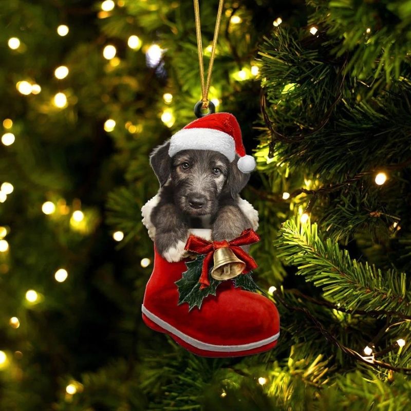 Irish Wolfhound in Kerstschoen Ornament