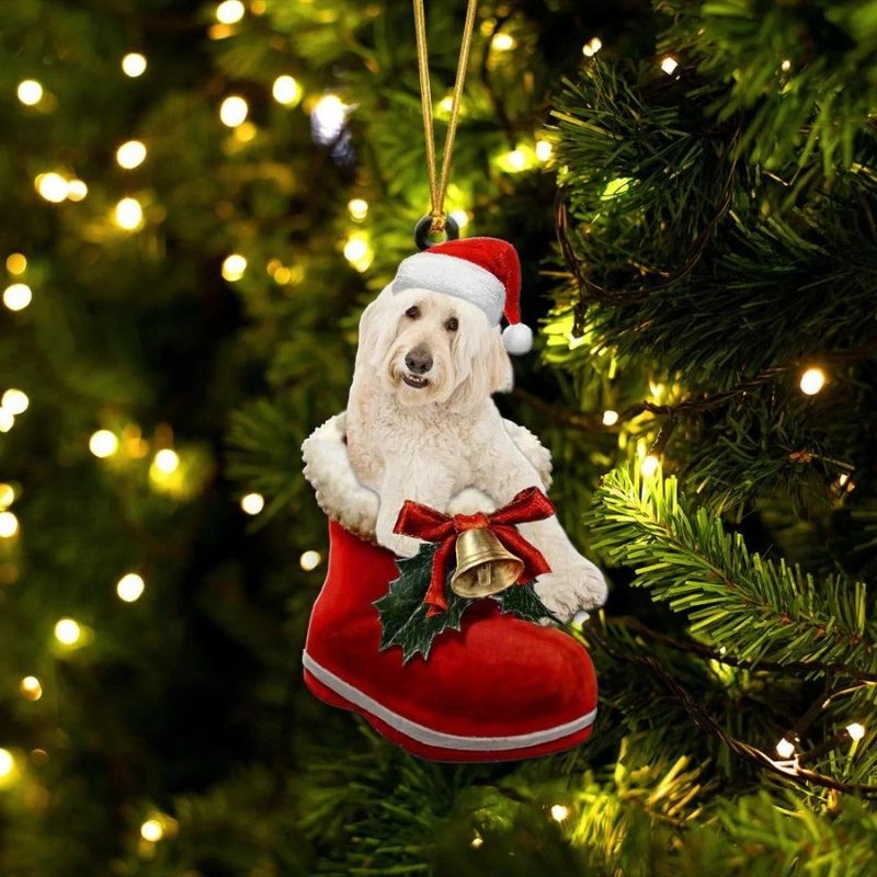 Goldendoodle Cream in Kerstschoen Ornament