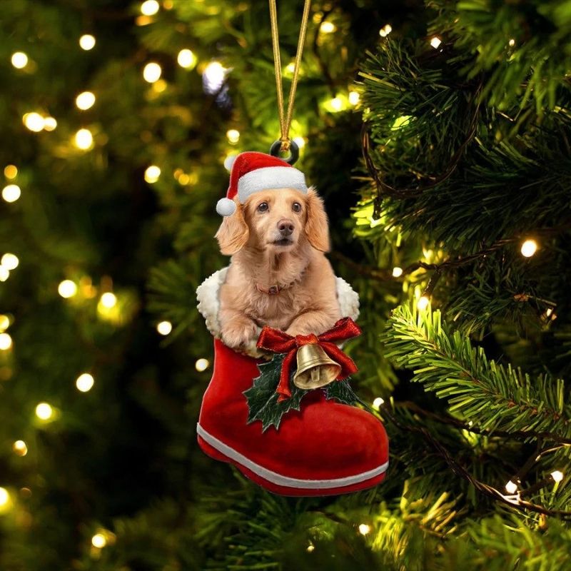 Dachshund teckel Cream in Kerstschoen Ornament