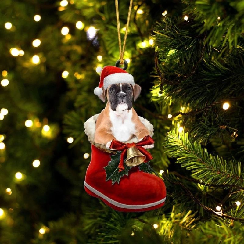 Boxer  in Kerstschoen Ornament