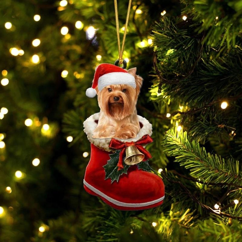 Yorkshire Terrier Gold in Kerstschoen Ornament