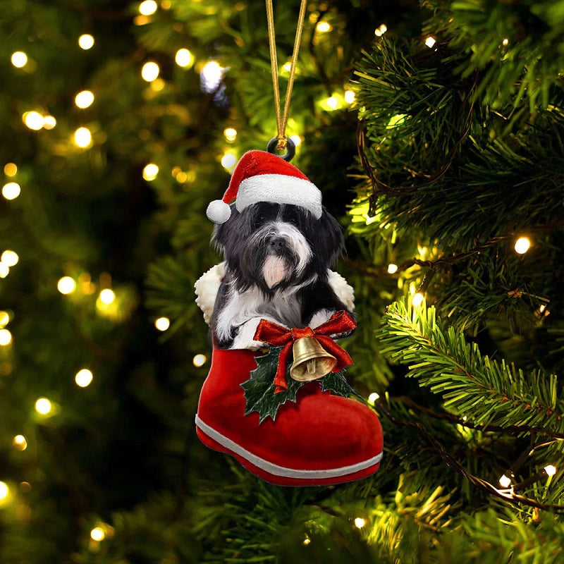 Tibetaanse Terrier in Kerstschoen Ornament