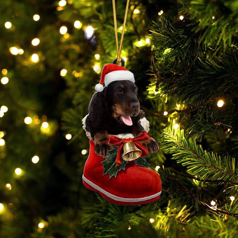 Gordon Setter in Kerstschoen Ornament