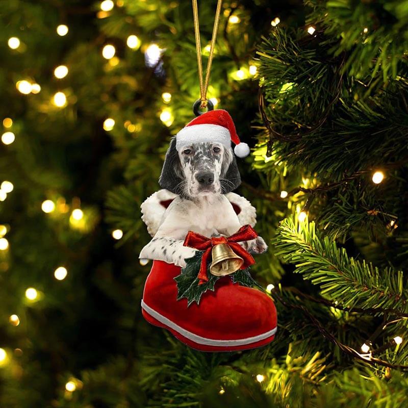 English Setter in Kerstschoen Ornament