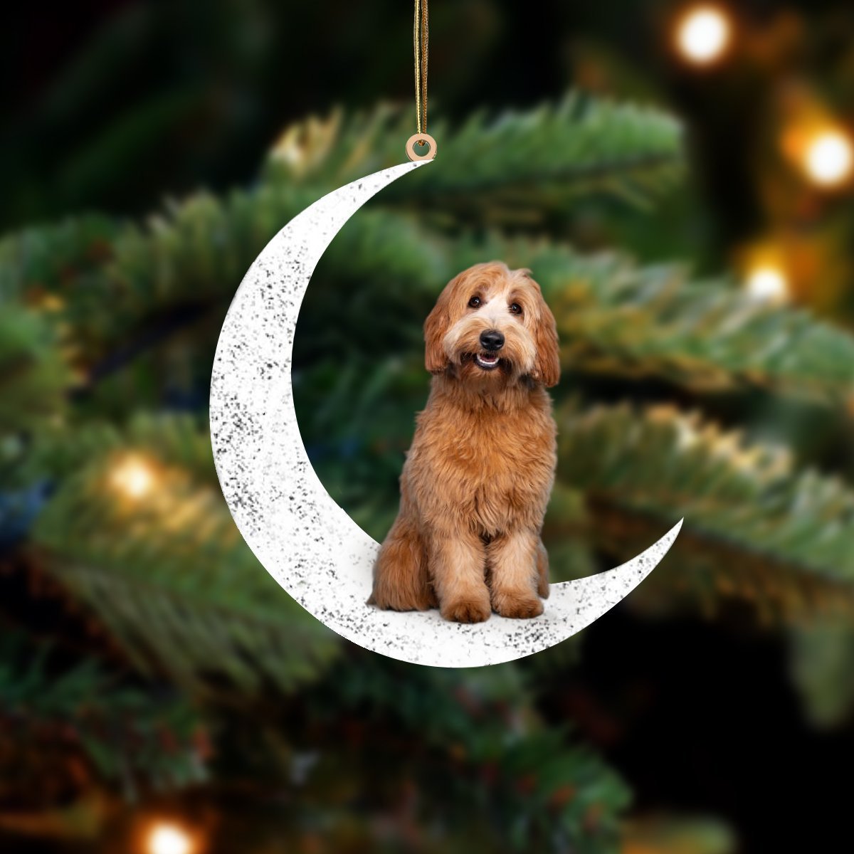 Labradoodle 1 Zit op de Maan Ornament