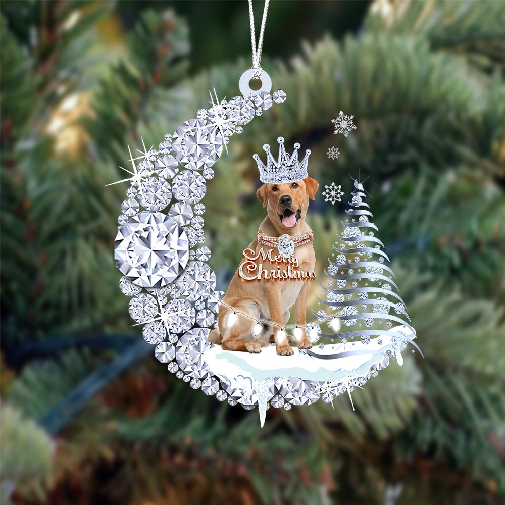 Yellow Labrador Retriever op Diamand Maan Kerst Ornament