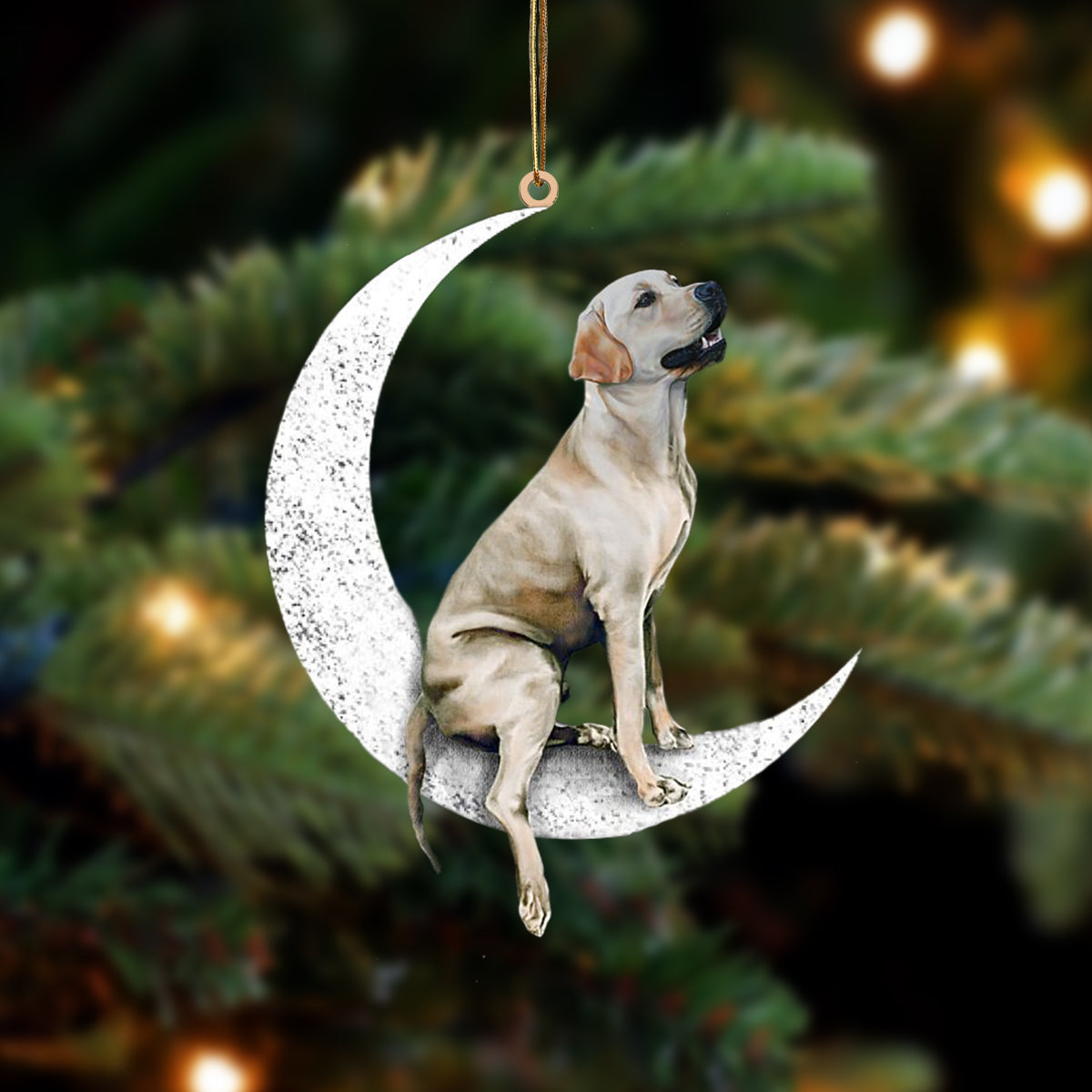 Labrador Retriever Zit op de Maan Ornament