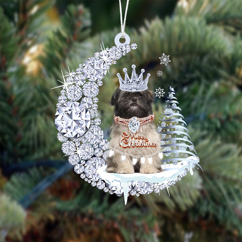 Lhasa Apso op Diamand Maan Kerst Ornament