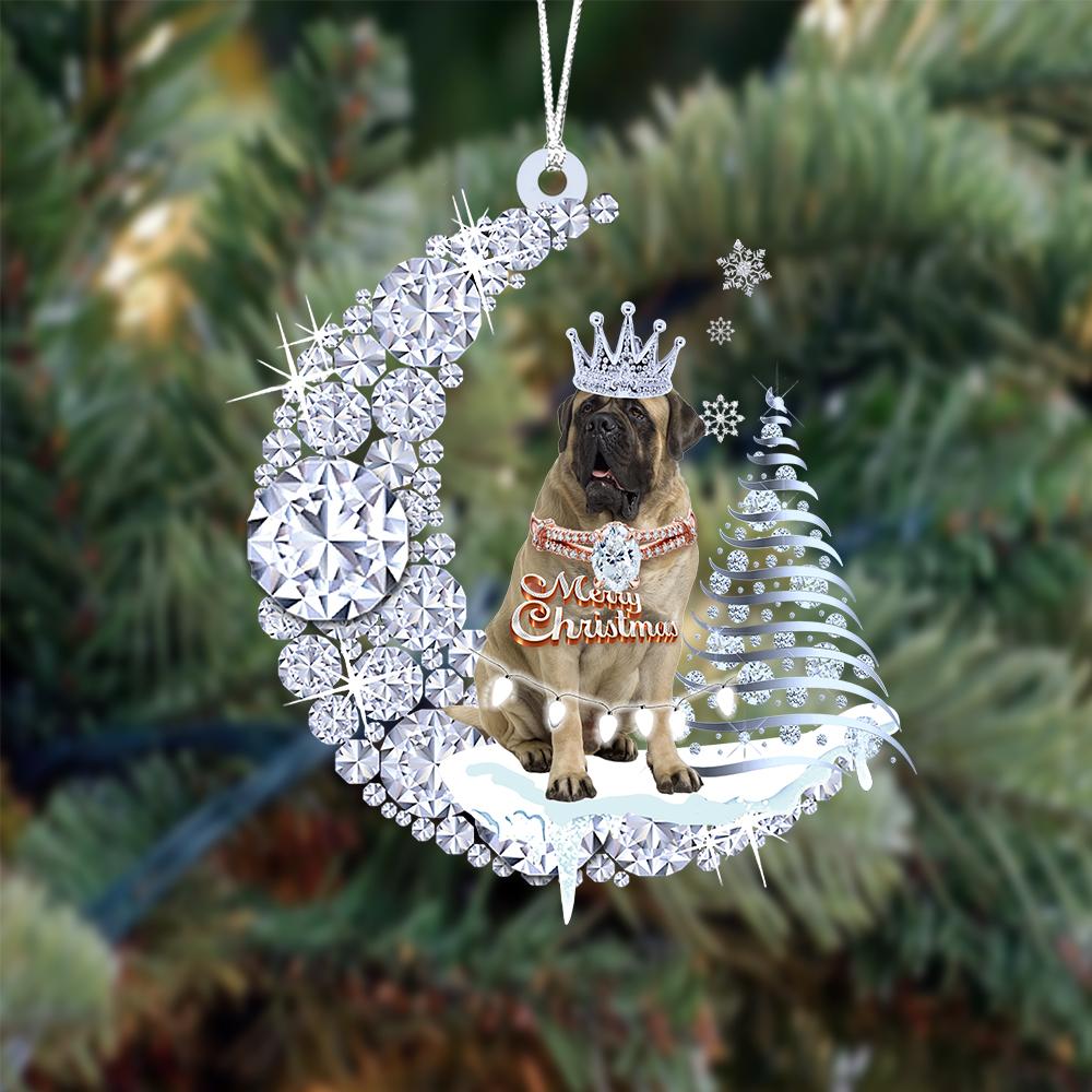 Mastiff op Diamand Maan Kerst Ornament