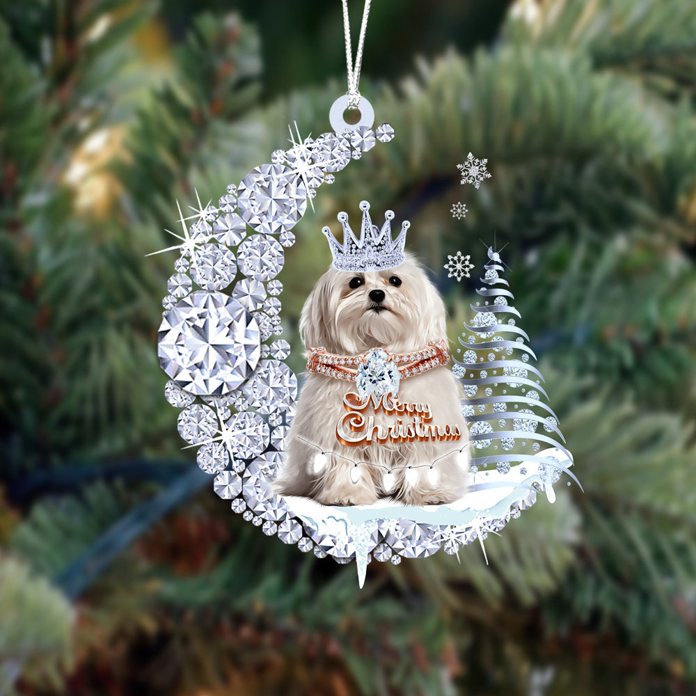 Maltezer  (2) op Diamand Maan Kerst Ornament