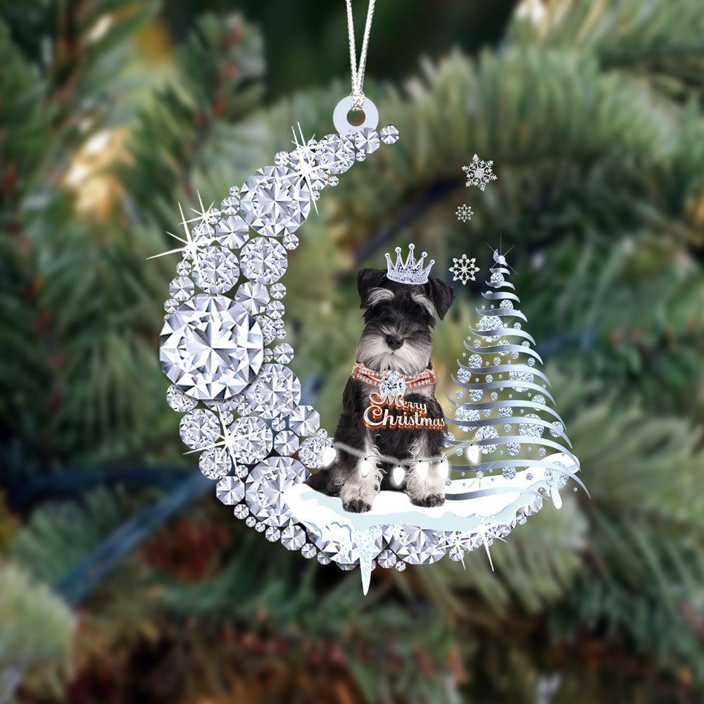 Miniature Schnauzer02 op Diamand Maan Kerst Ornament