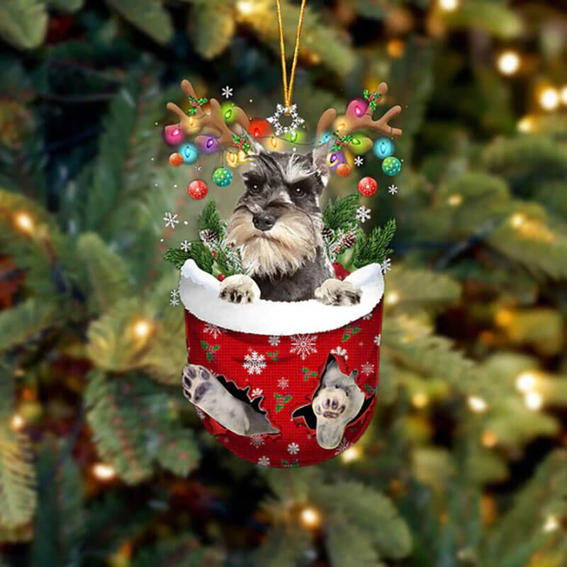 Miniature Schnauzer In Sneeuw Zak Ornament