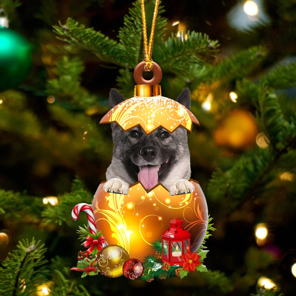 Norwegian Elkhound In Kerst Gouden Ei Ornament