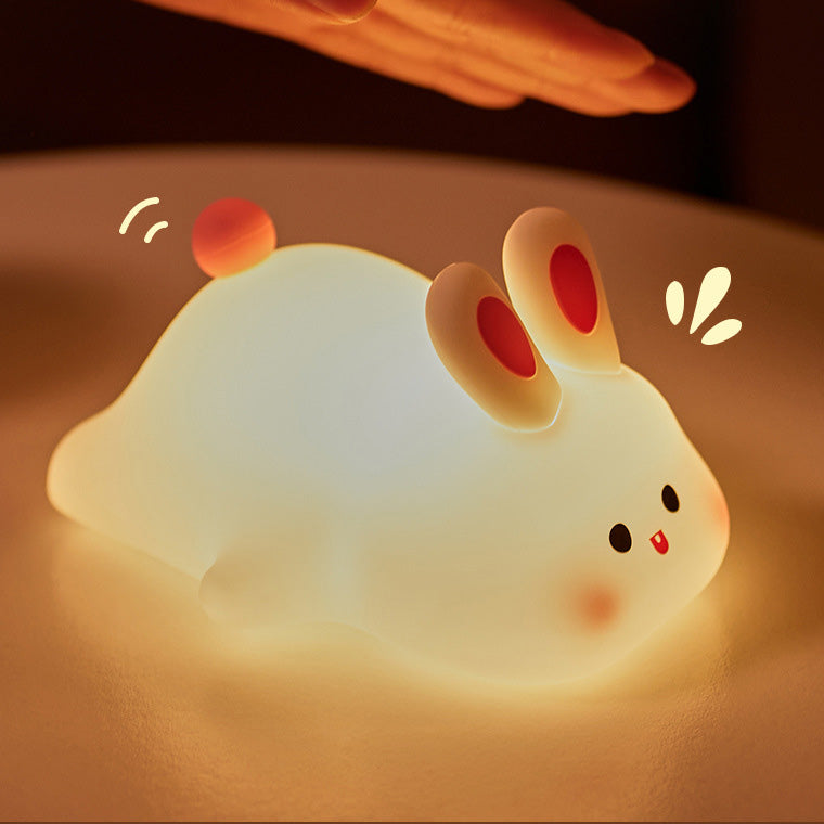 Cute Rabbit LED Squishy Tap Tap Night Light Lamp