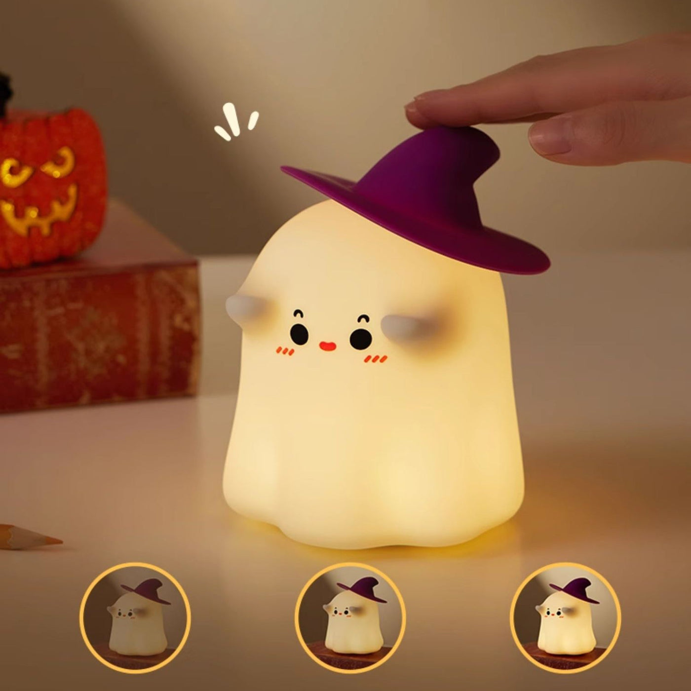 Halloween Ghost LED Squishy Tap Tap Night Light Lamp