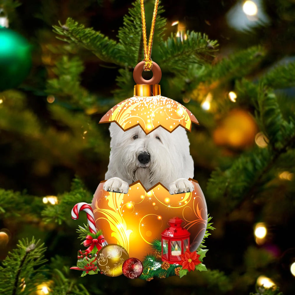 Old English Sheepdog In Kerst Gouden Ei Ornament