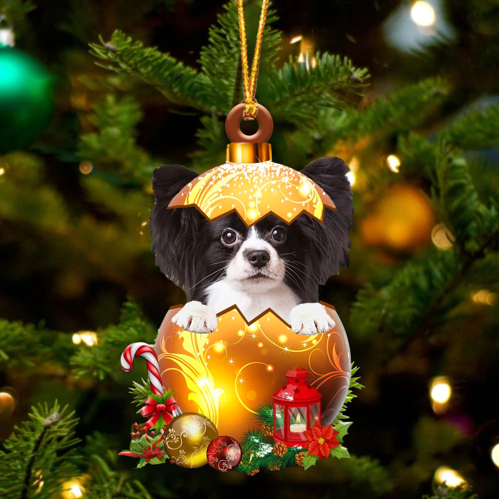 Papillon2 In Kerst Gouden Ei Ornament