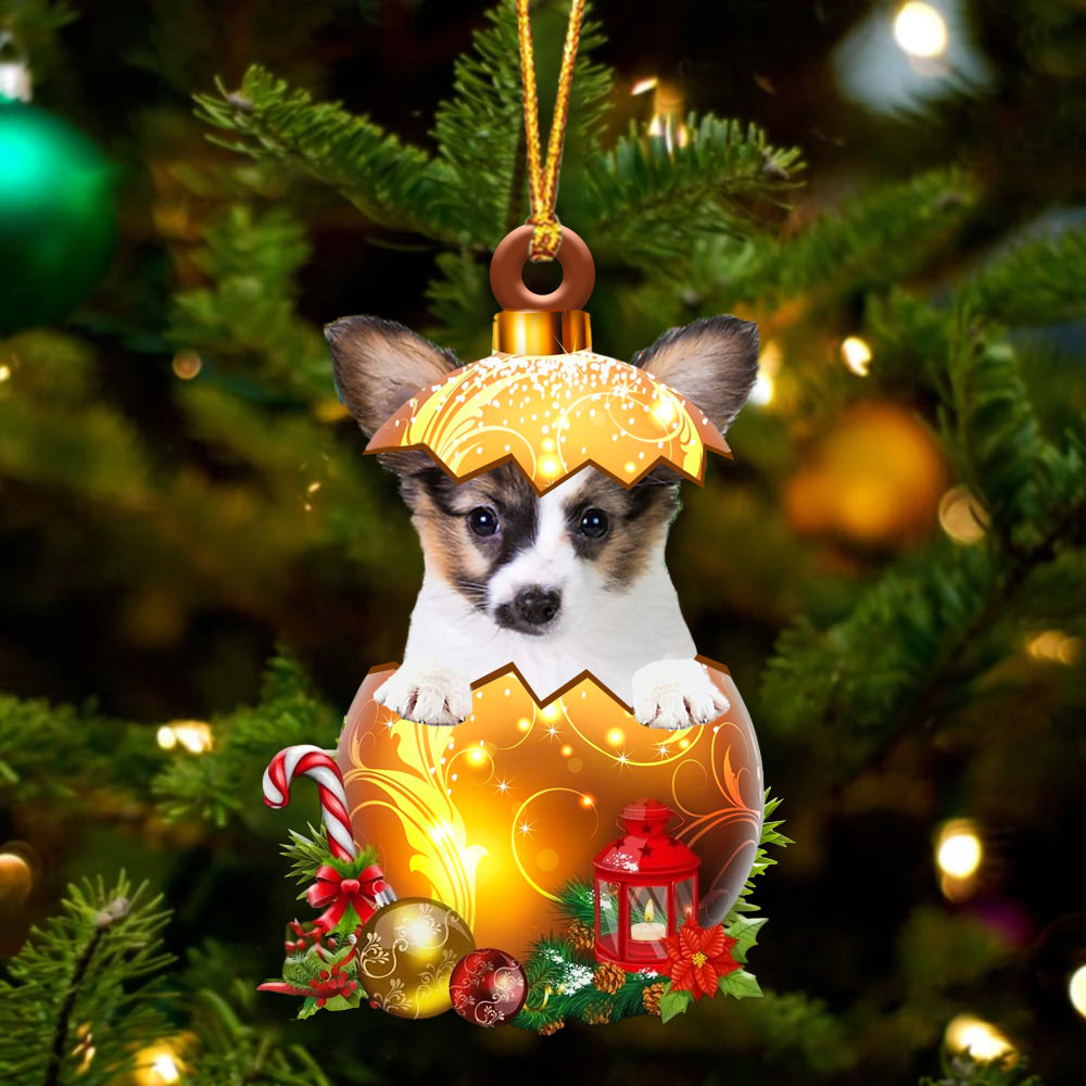 Papillon In Kerst Gouden Ei Ornament