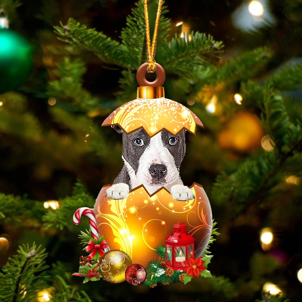 Pitbull In Kerst Gouden Ei Ornament