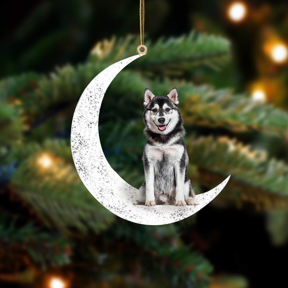 Pomsky Zit op de Maan Ornament