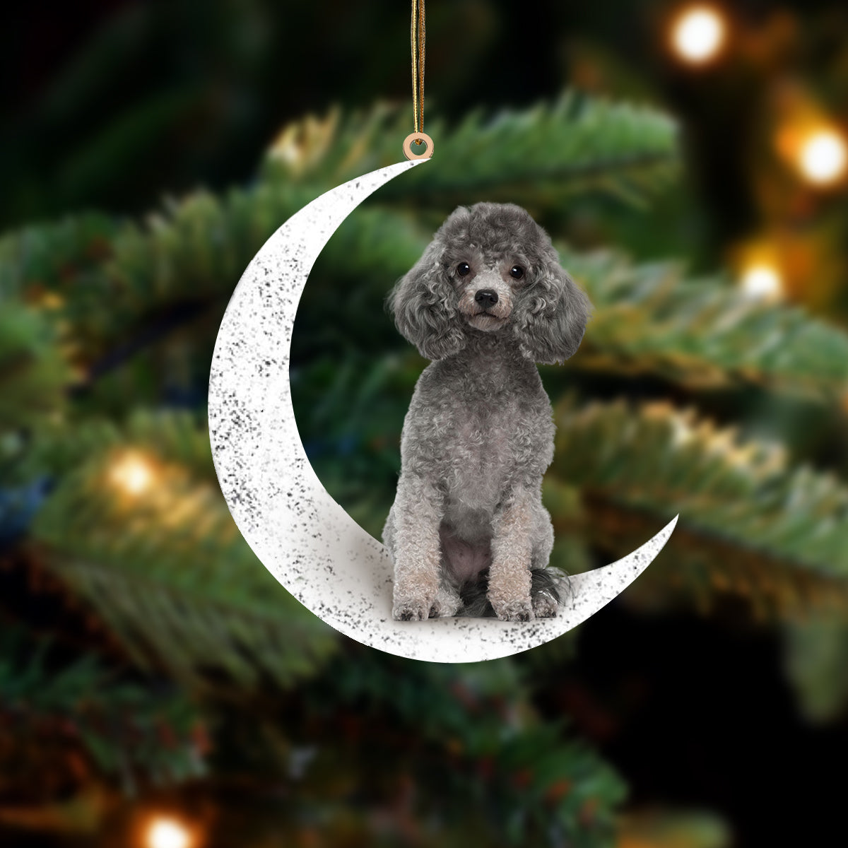 Poodle 2 Zit op de Maan Ornament