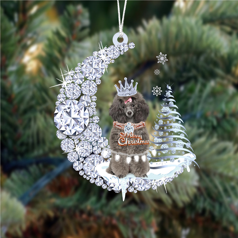 Poodle  (13) op Diamand Maan Kerst Ornament