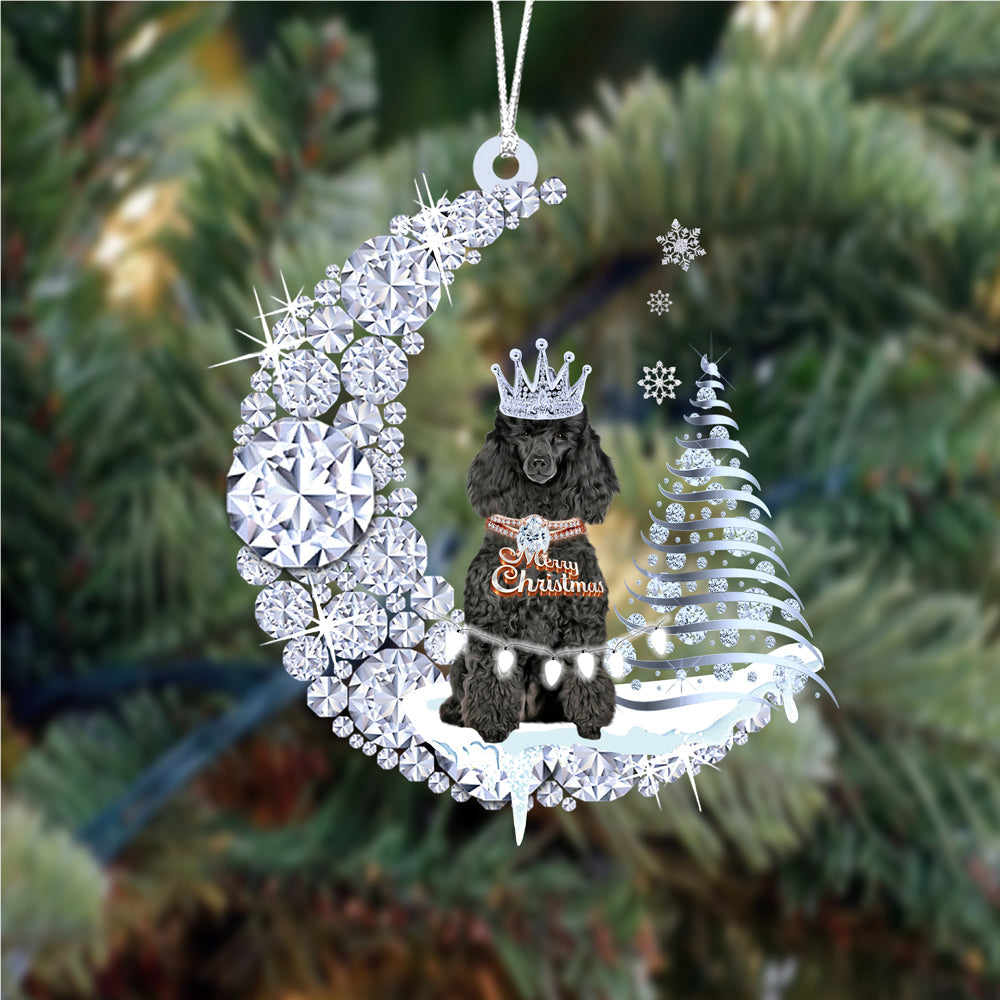 Poodle  (4) op Diamand Maan Kerst Ornament