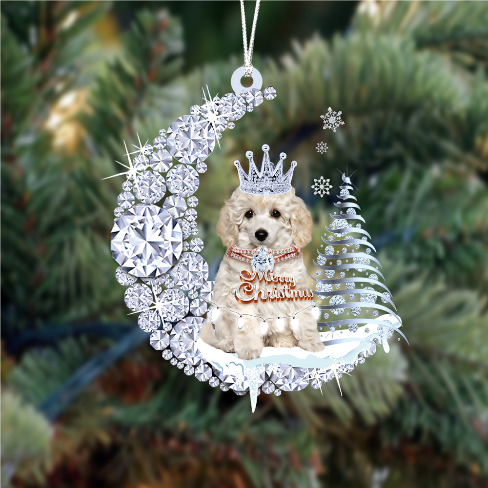 Poodle  (5) op Diamand Maan Kerst Ornament