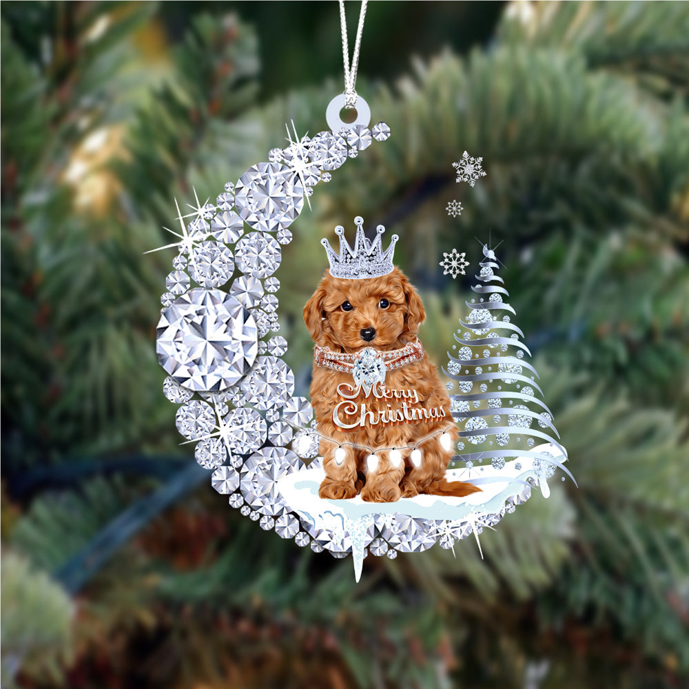 Poodle  (8) op Diamand Maan Kerst Ornament