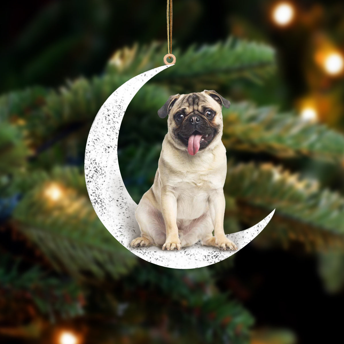 Pug Mops 1 Zit op de Maan Ornament