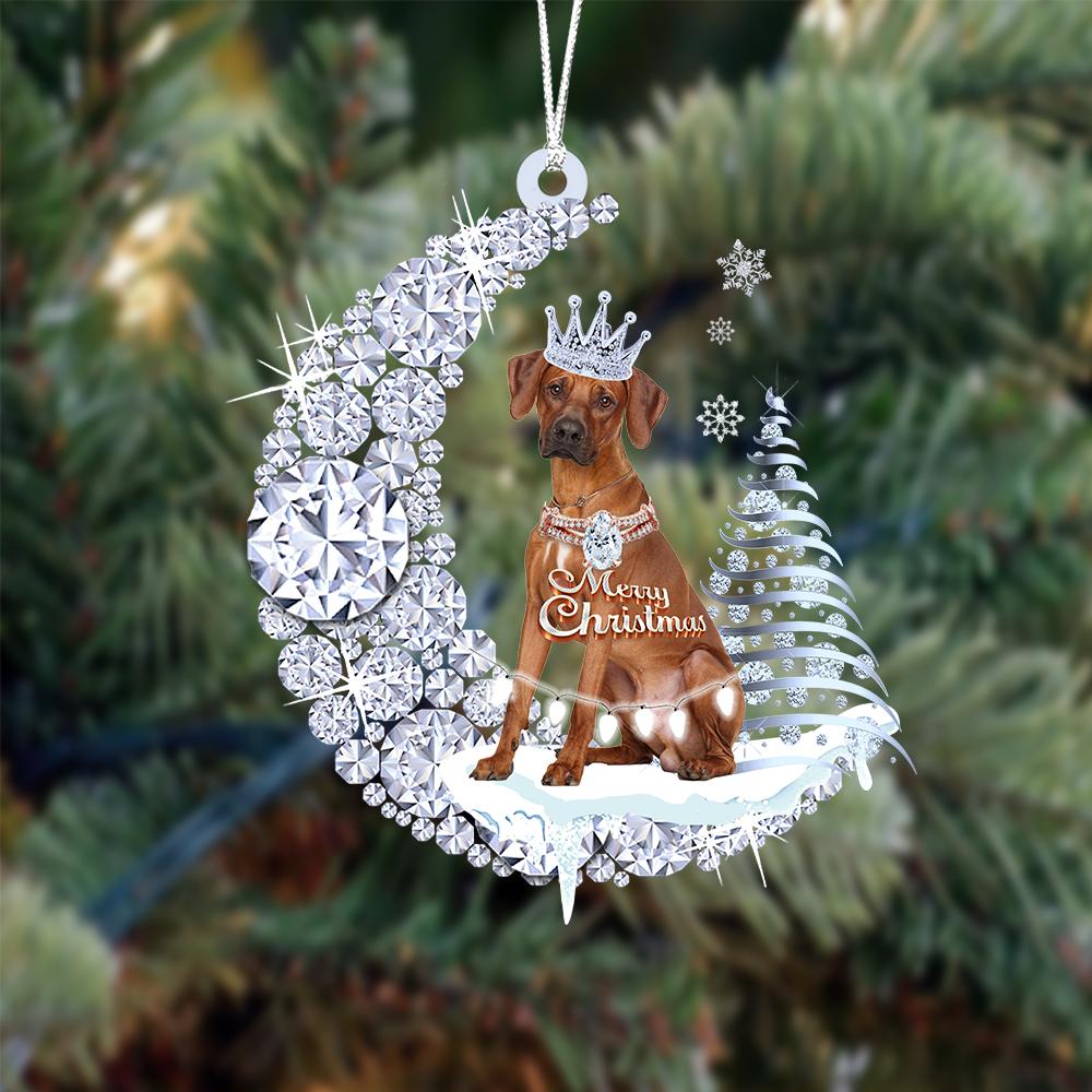 Rhodesian Ridgeback op Diamand Maan Kerst Ornament