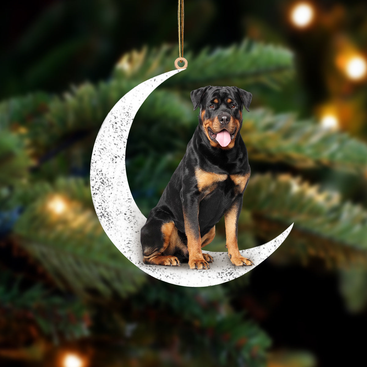 Rottweiler 2 Zit op de Maan Ornament