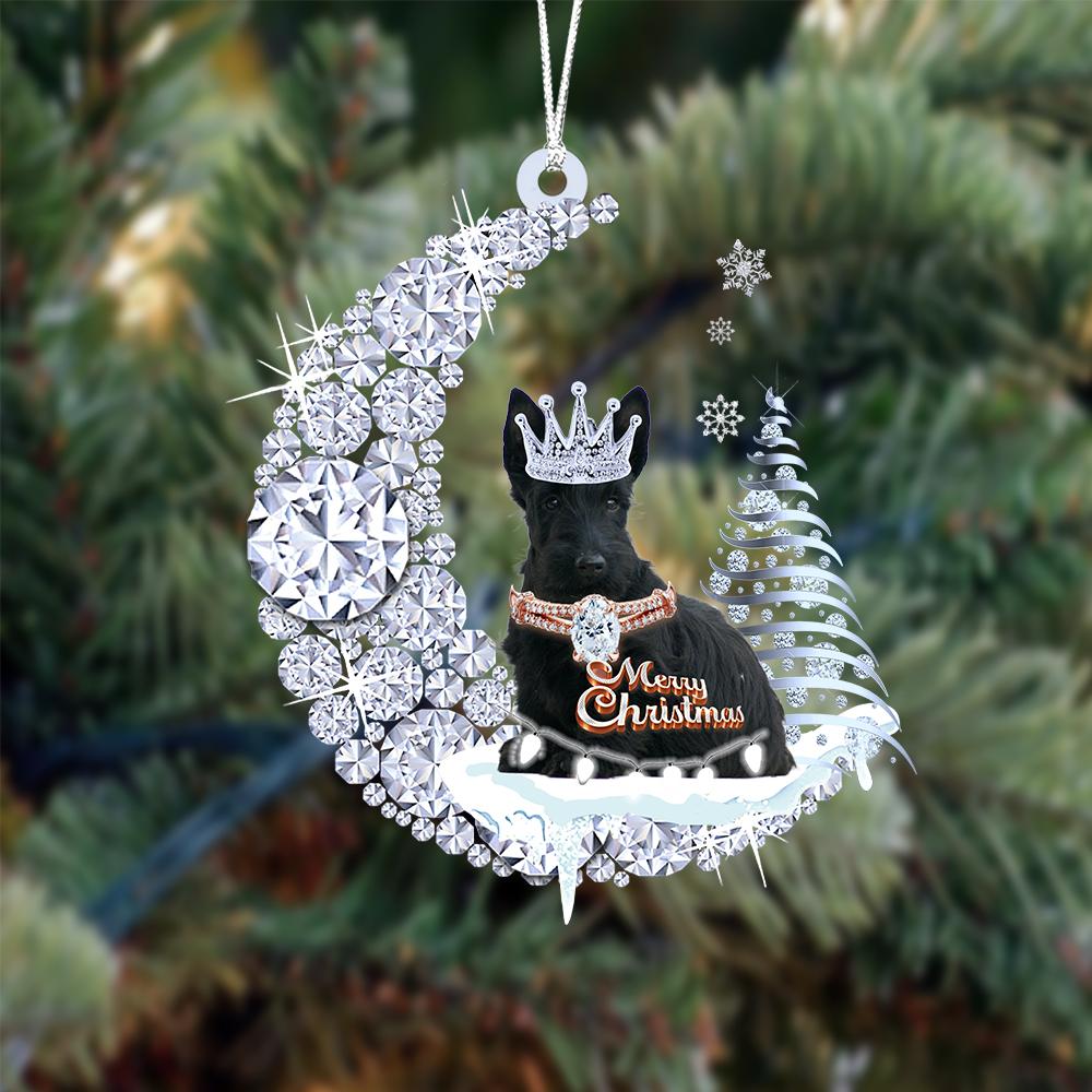 Scottish Terrier op Diamand Maan Kerst Ornament