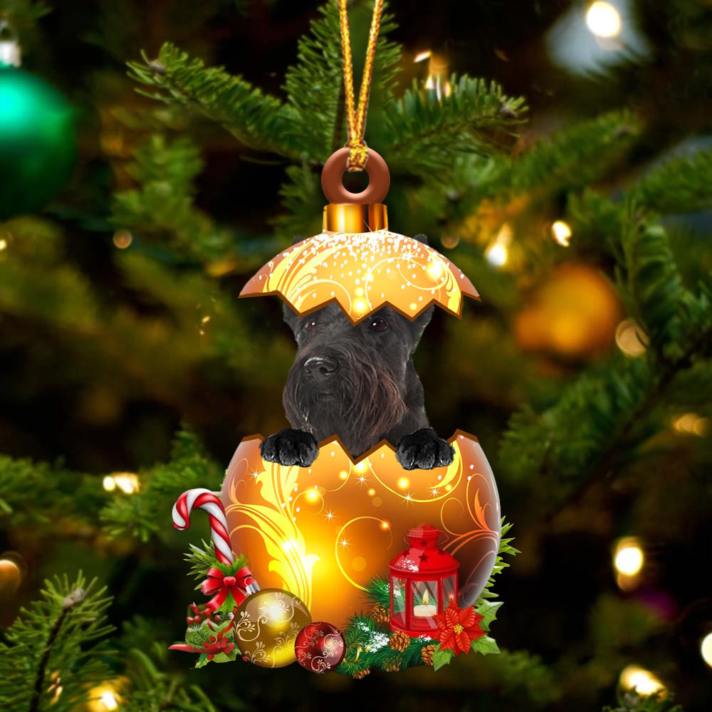 Schotse Terrier In Kerst Gouden Ei Ornament