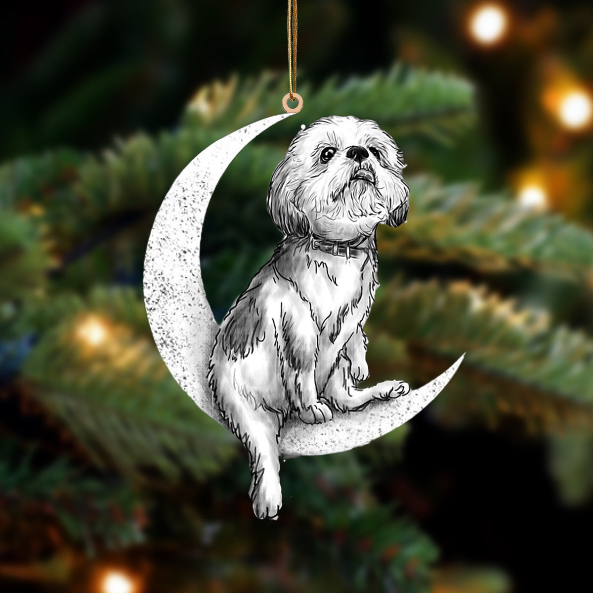 Shih Tzu Zit op de Maan Ornament