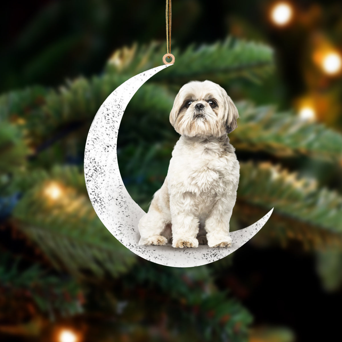 Shih Tzu 2 Zit op de Maan Ornament