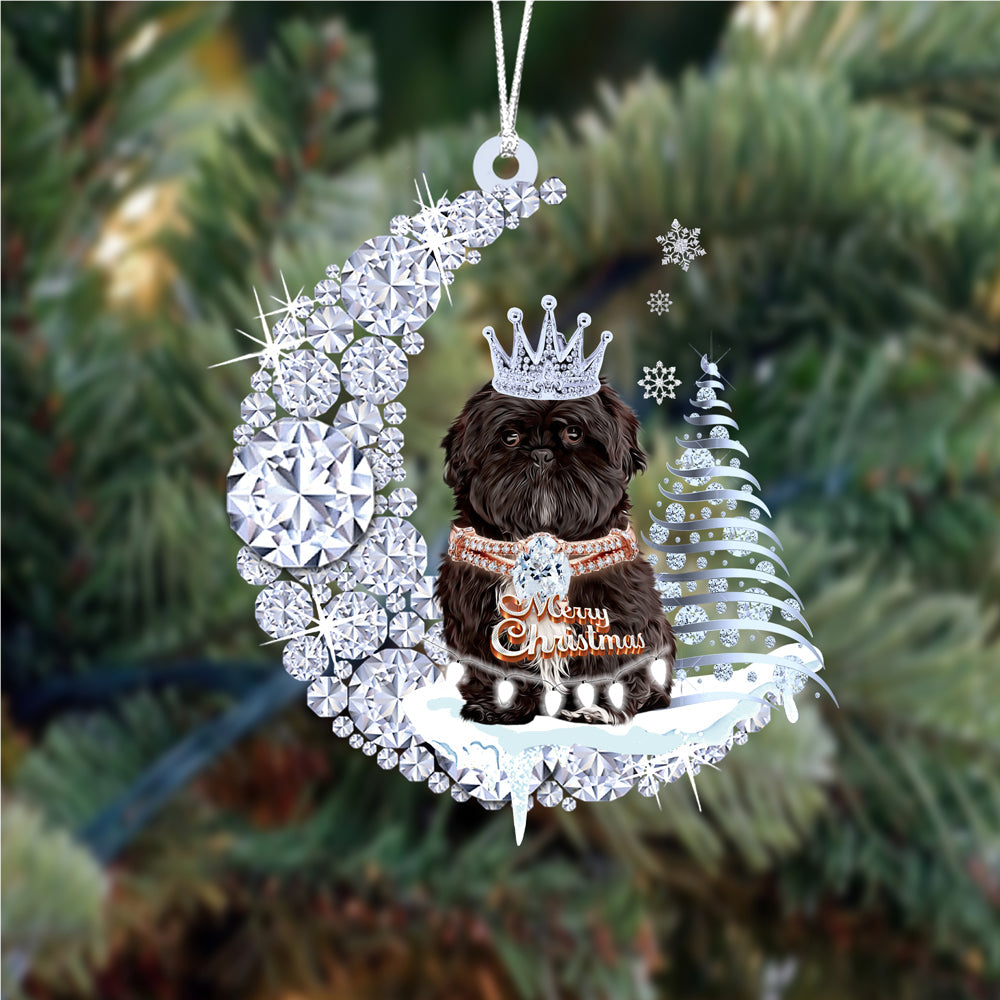 Shih Tzu  (4) op Diamand Maan Kerst Ornament